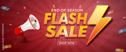Flash sale realistic promotion banner for online shop template