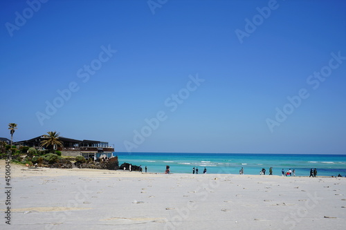 a fascinating seaside landscape with clear bluish water