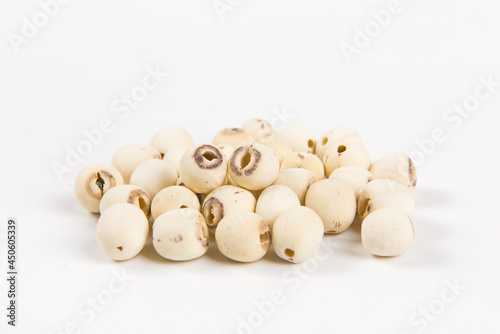 dry Lotus seed or lotus nut isolated on white background photo