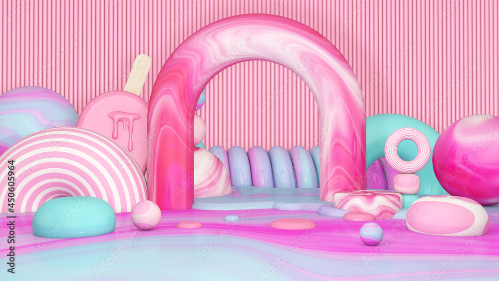 Melted ice cream on Room floor. Summer time. 3D illustration, 3D rendering
Melted ice cream on Room floor. Summer time. 3D illustration, 3D rendering
