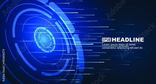 Science and Technology A vector background of high-speed luminous lines emitted by a circular turntable