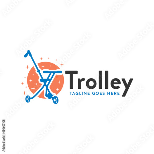 children trolley illustration logo with letter K