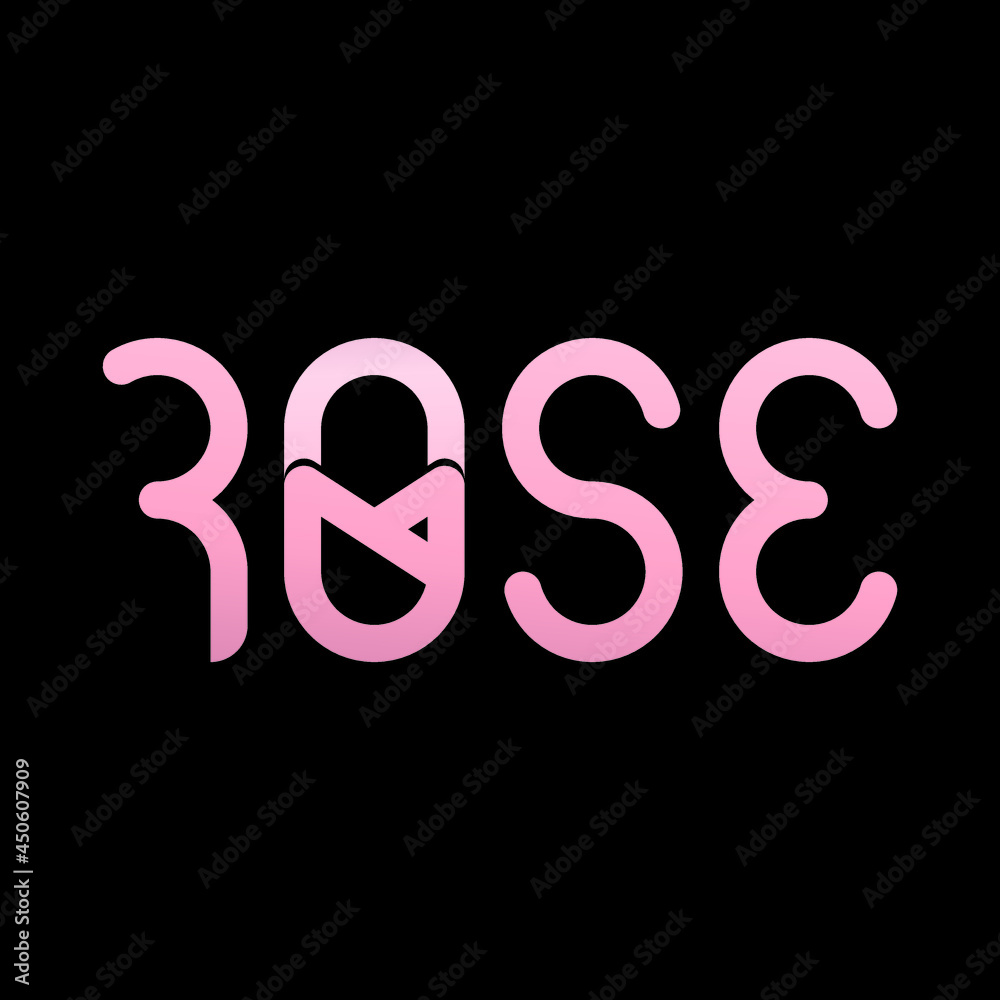 Luxurious Rose letter logo, golden pink rose logo ROSE letter Luxurious Rose letter logo, golden pink rose logo ROSE letter