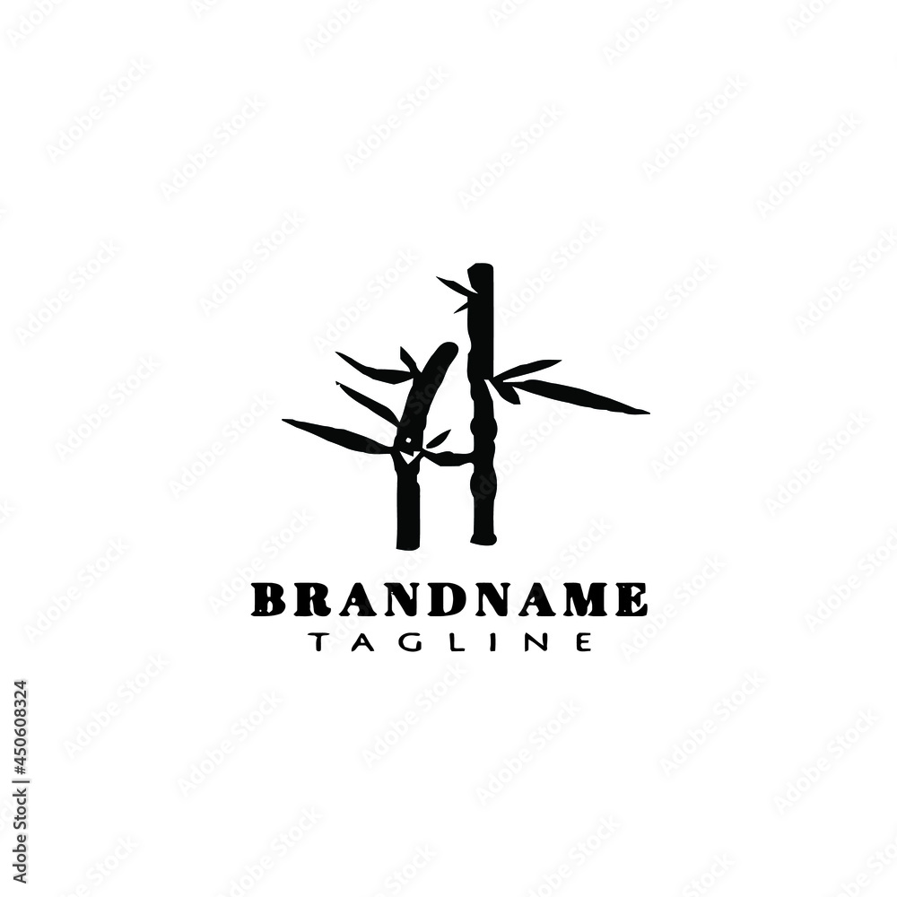 bamboo cartoon logo design template icon black outline illustration bamboo cartoon logo design template icon black outline illustration