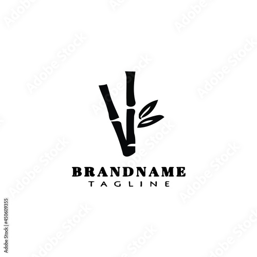 bamboo cartoon logo design template icon black vector