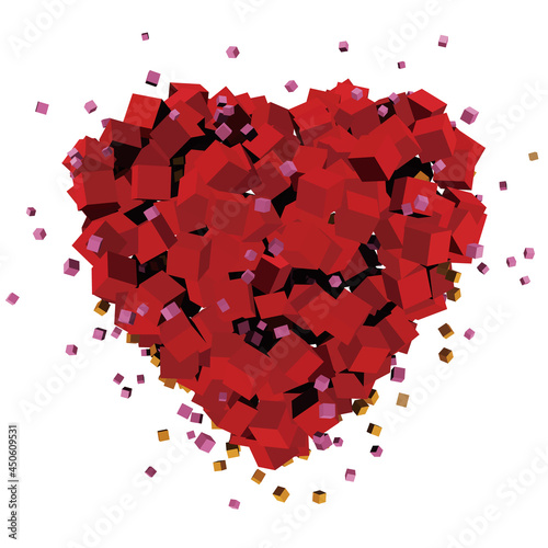 立方体で形成されたハートマーク