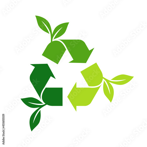 Recycle sign with leaves