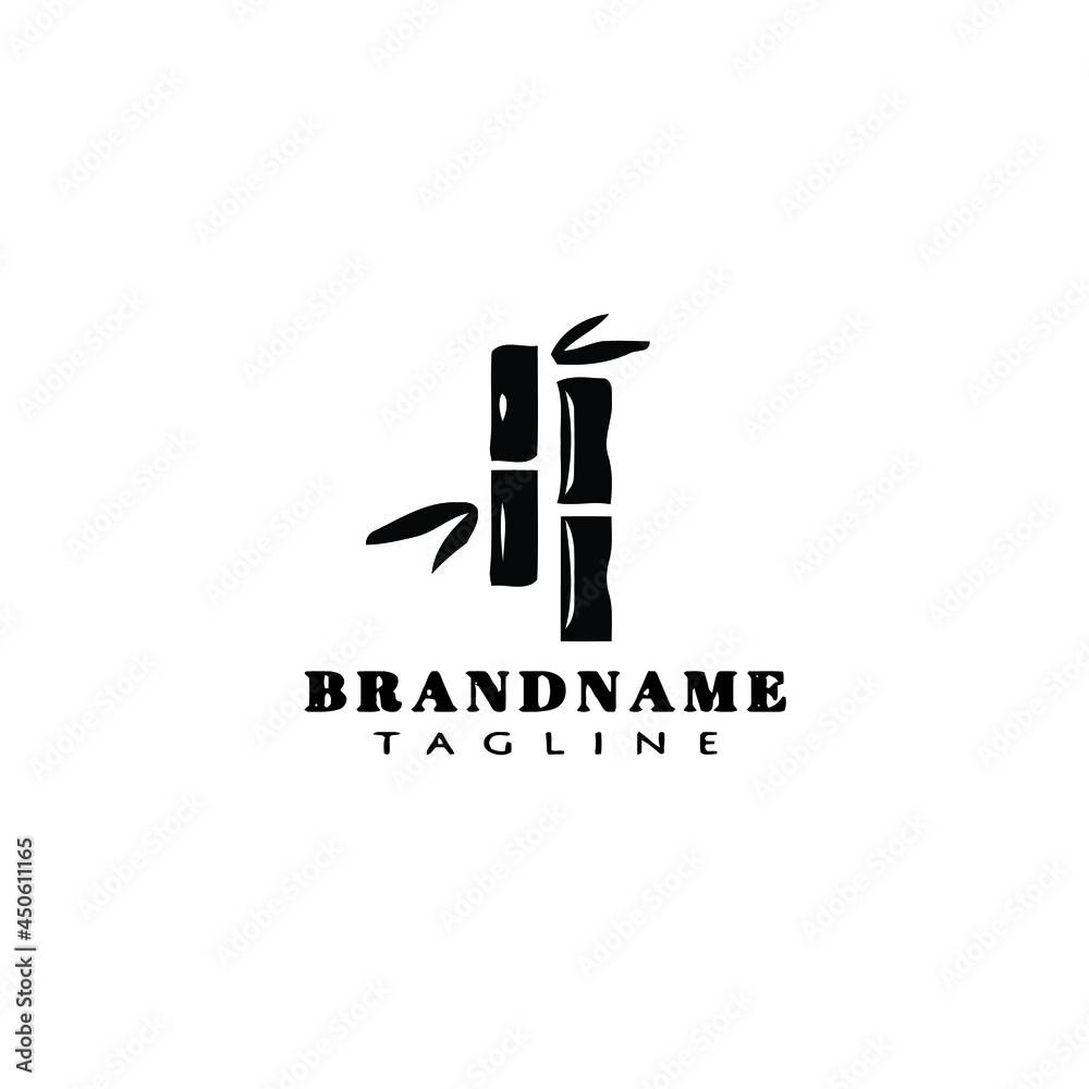 chinese bamboo cartoon logo design template icon black vector illustration