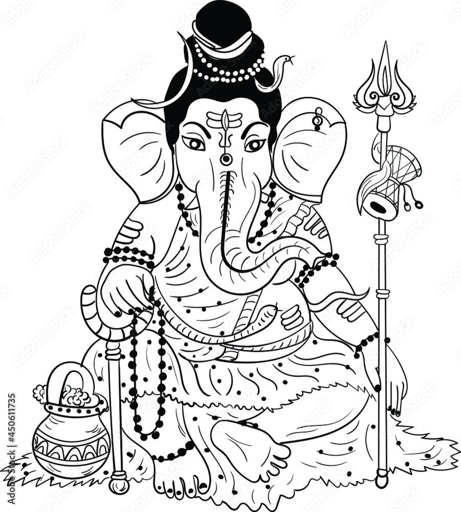 Free minimal Hindu god Ganesh vector line art design 2549542 Vector Art at  Vecteezy