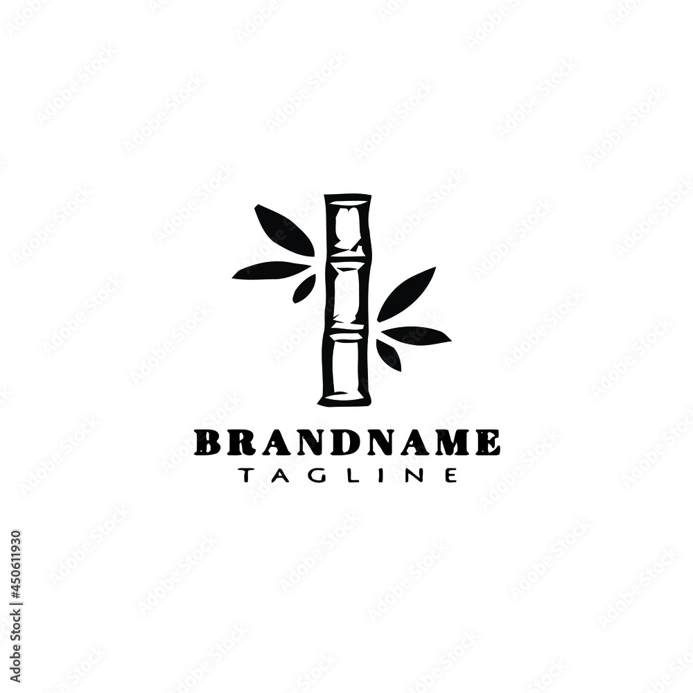bamboo cartoon logo design template icon black simple illustration