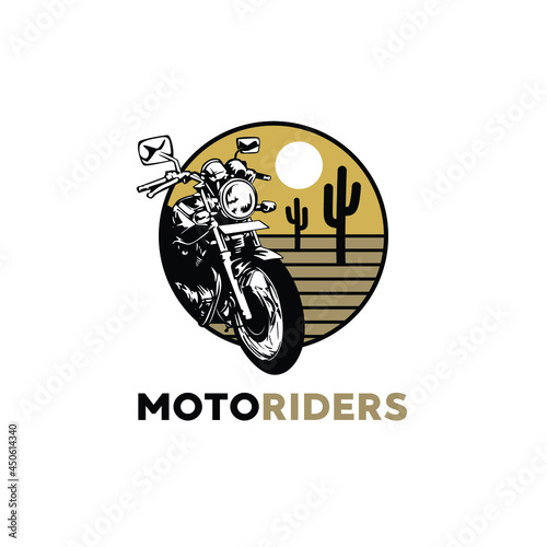 Silhouette Illustration. Motorcycle Riders Logo Design