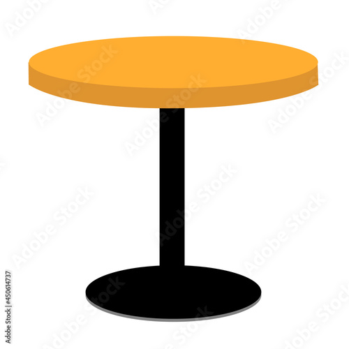 Round table icon on white background. Wooden Round Office Table On Metal Leg sign. wooden round table symbol. flat style.