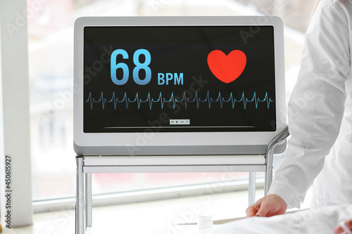 Heart rate monitor on table...
