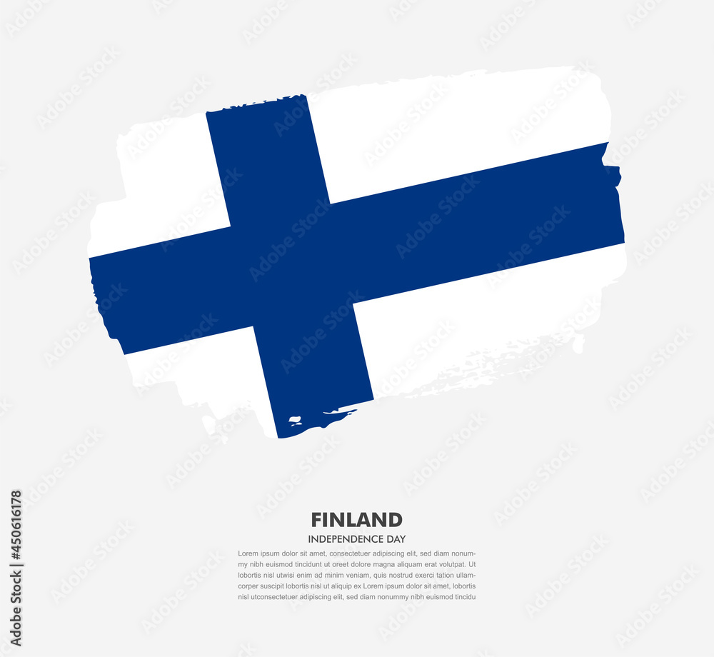 Hand drawn brush flag of Finland on white background. Independence day of Finland brush illustration Hand drawn brush flag of Finland on white background. Independence day of Finland brush illustration