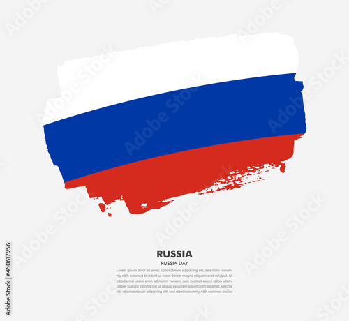 Hand drawn brush flag of Russia on white background. National day of Russia brush illustration