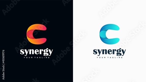 Gradient Dynamic fresh colorful logo letter C