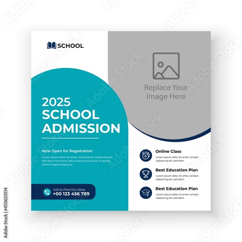 School Admission Social Media Post Design, Back to School Social Media Post Template