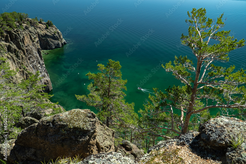 view from the mountain to Lake Baikal