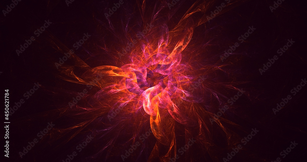 3D rendering abstract multicolor fractal light background