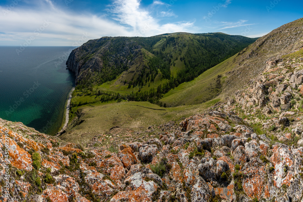 View to the Sagan-Zaba bay on Lake Baikal