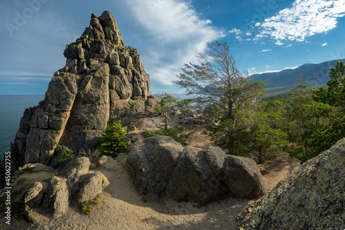 Small Bell Tower rock on the shore of Lake Baikal