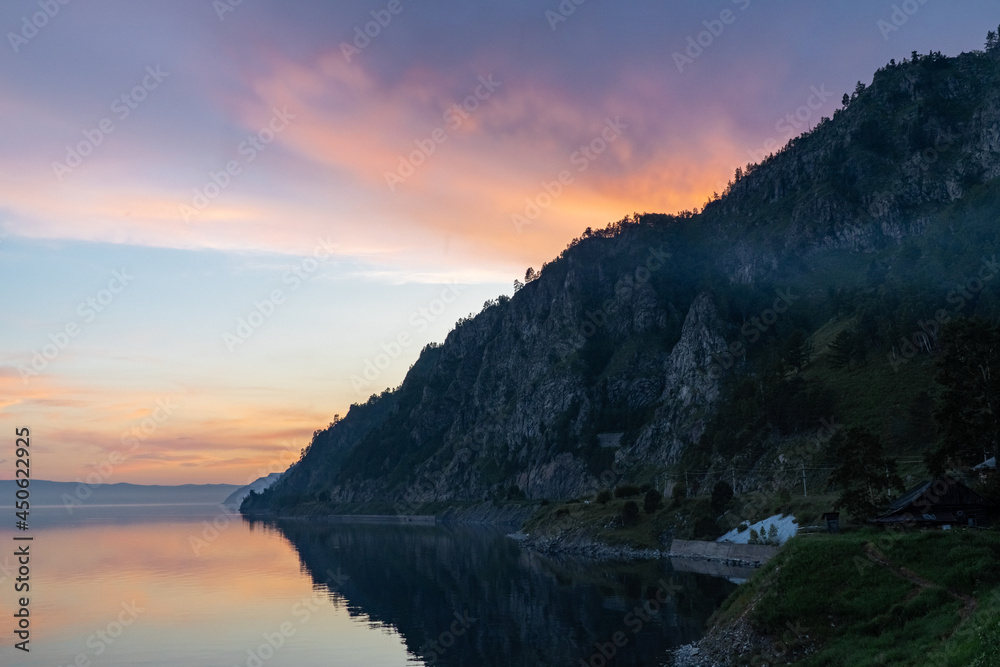 Evening view of Cape Pillars on Lake Baikal Evening view of Cape Pillars on Lake Baikal