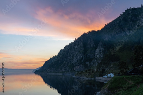 Evening view of Cape Pillars on Lake Baikal