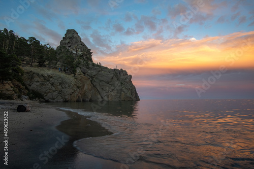 Summer sunset in Peschanaya Bay on Lake Baikal