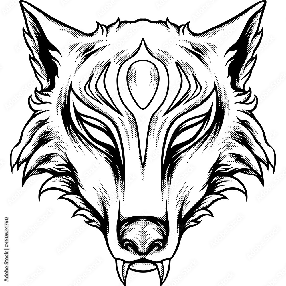 Fox Kitsune Head Silhouette Stock Vector Adobe Stock