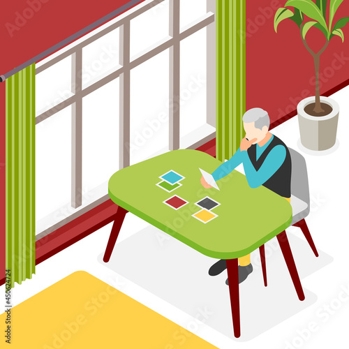 Loneliness Isometric Colored Composition