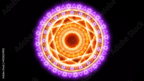 Magic circle powerfull red flame energy with violet heaven double circle six stars