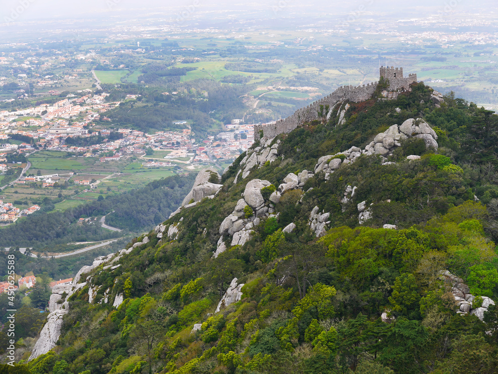 Hill Top Moorish fortress stone steps heritage site Sintra Portugal