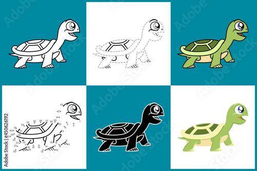 Set of cartoon TURTLE in 6 styles