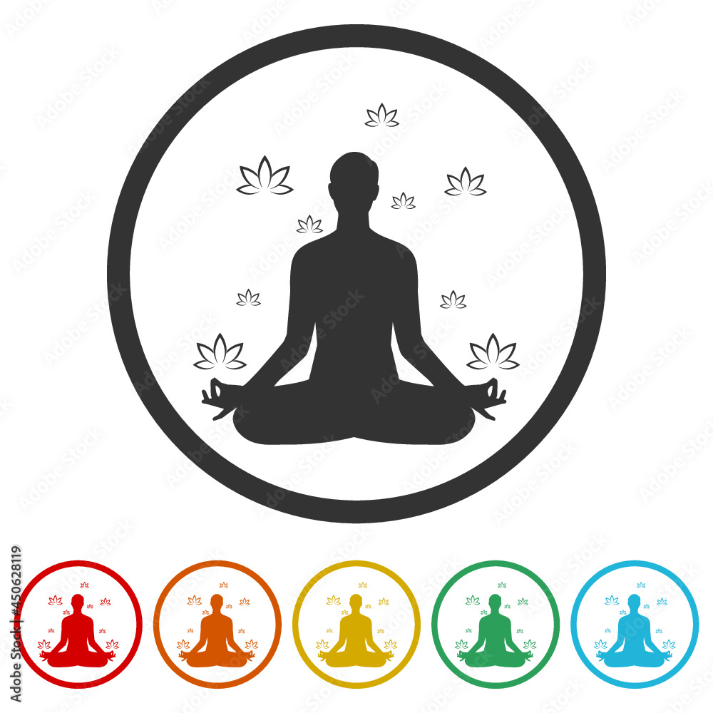 Buddhist yoga pose ring icon isolated on white background Buddhist yoga pose ring icon isolated on white background