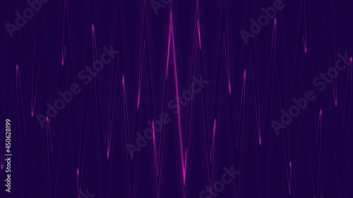 A wavy angular background in purple tones and in endless motion, with smooth lines in a neon glow