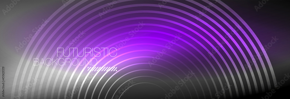 Dark abstract background with glowing neon circles. Trendy layout template for business or technology presentation, internet poster or web brochure cover, wallpaper Dark abstract background with glowing neon circles. Trendy layout template for business or technology presentation, internet poster or web brochure cover, wallpaper