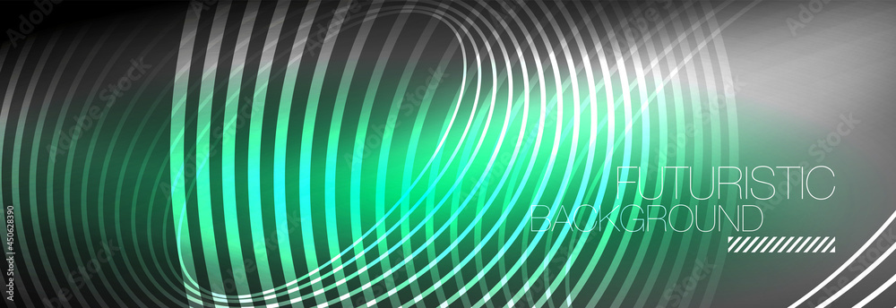 Dark abstract background with glowing neon circles. Trendy layout template for business or technology presentation, internet poster or web brochure cover, wallpaper Dark abstract background with glowing neon circles. Trendy layout template for business or technology presentation, internet poster or web brochure cover, wallpaper