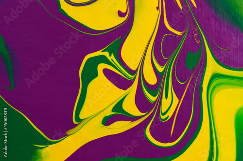 Yellow green purple fluid art  abstract creative trend background. Dynamic lines  movement  burst of emotions  passion  freedom. Form of presentation of websites  booklets  leaflets  business cards
