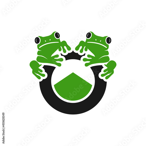 two frog reptile illustration logo design