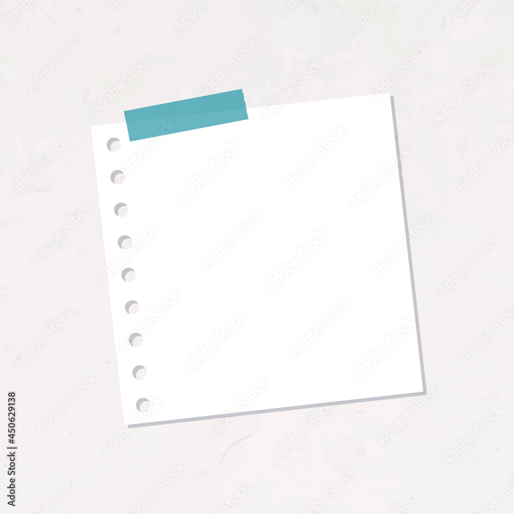 White notepaper with a blue Washi tape sticker vector White notepaper with a blue Washi tape sticker vector