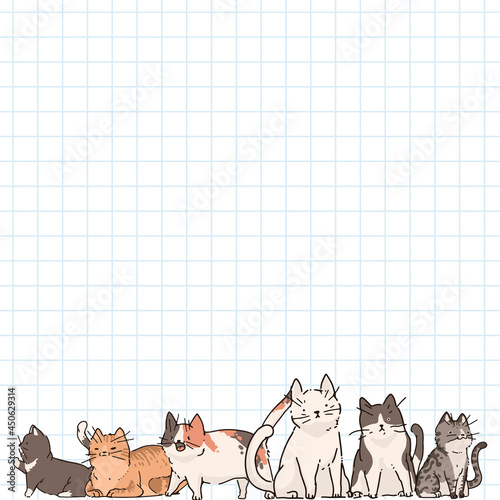 Cat lover pattern graph note paper template vector