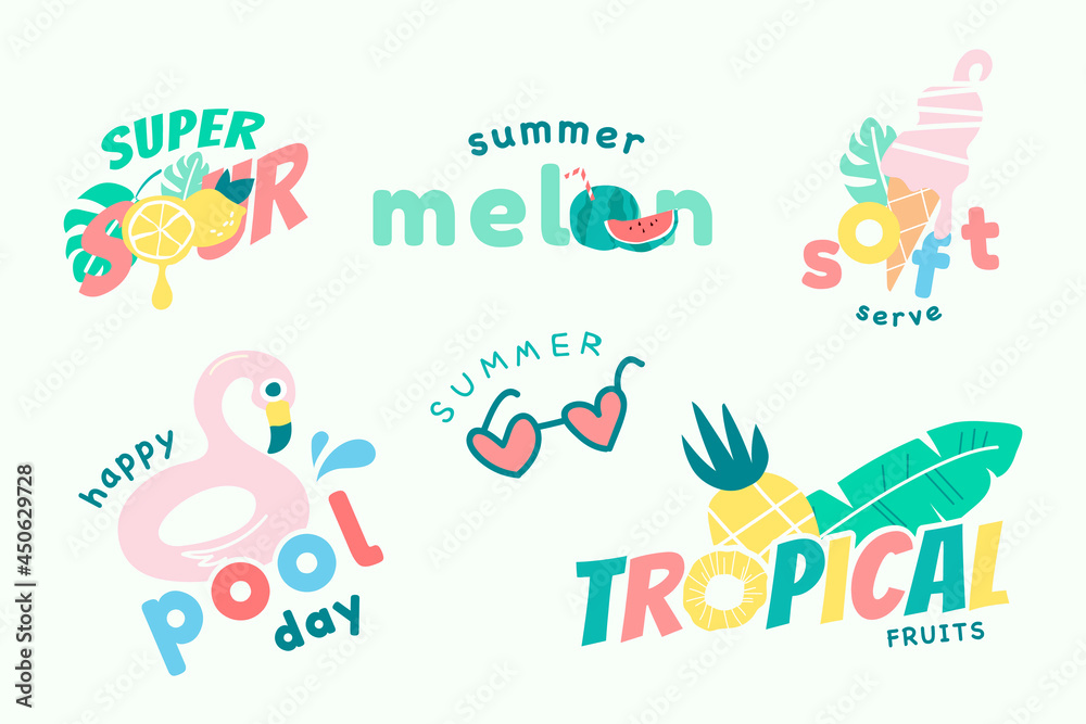 Cute fun summer collection vector Cute fun summer collection vector