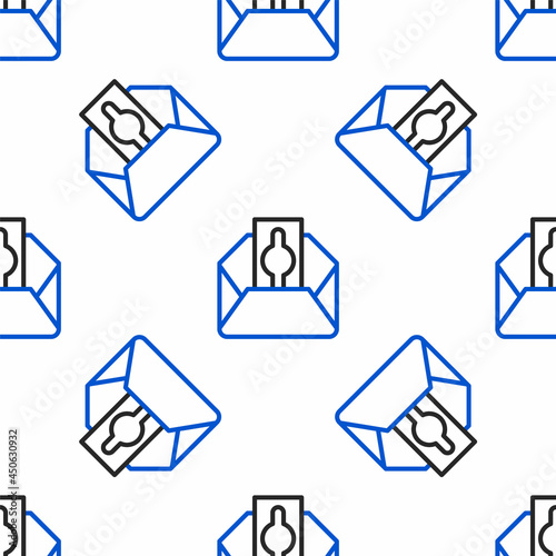 Line Donate or pay your zakat as muslim obligatory icon isolated seamless pattern on white background. Muslim charity or alms in ramadan kareem before eid al-fir. Colorful outline concept. Vector