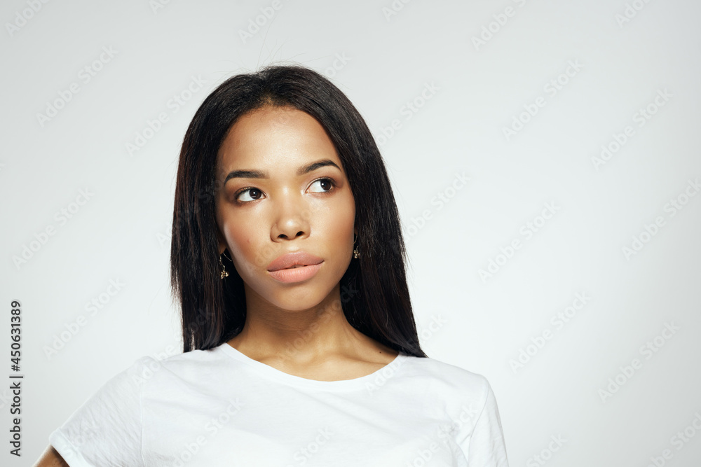 pretty woman with black long hair fashion studio posing pretty woman with black long hair fashion studio posing