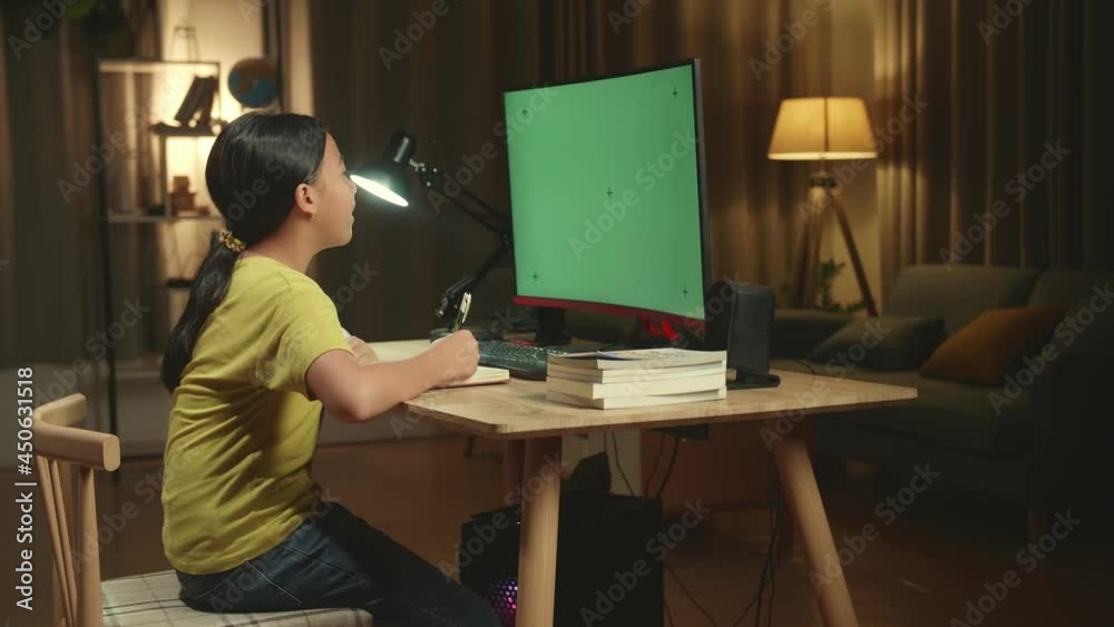 Asian Girl Student Distance Learning With Mock Up Computer Green Screen From Home
Asian Girl Student Distance Learning With Mock Up Computer Green Screen From Home