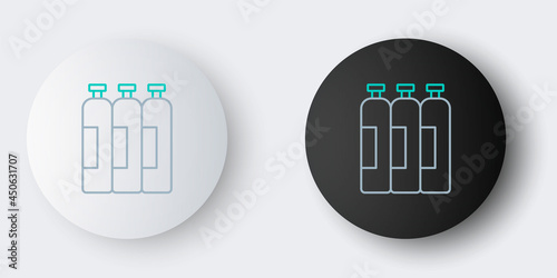 Line Industrial gas cylinder tank for all inert and mixed inert gases icon isolated on grey background. Colorful outline concept. Vector