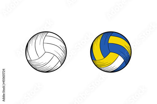 Volleyball hand drawn illustration sketch and color