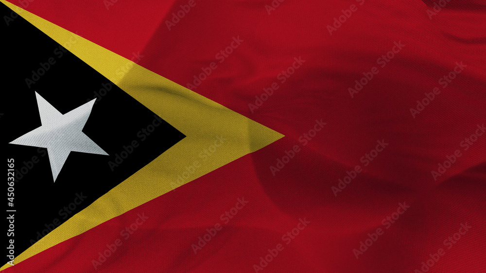 Close up 3d video 4k waving flag Timor_Oriental Close up 3d video 4k waving flag Timor_Oriental