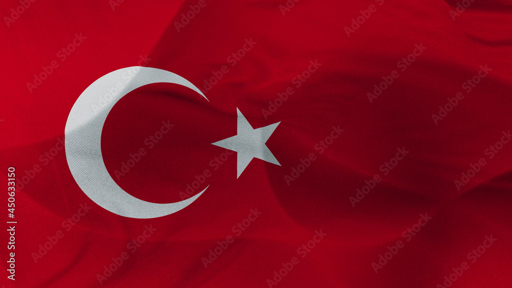 Close up 3d video 4k waving flag Turquie