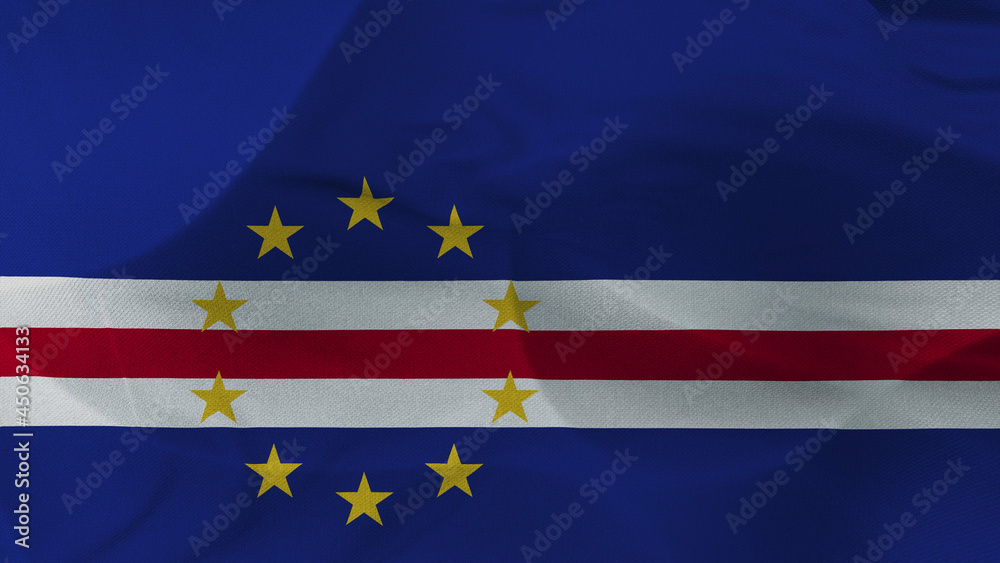 Close up 3d video 4k waving flag Cap-Vert Close up 3d video 4k waving flag Cap-Vert